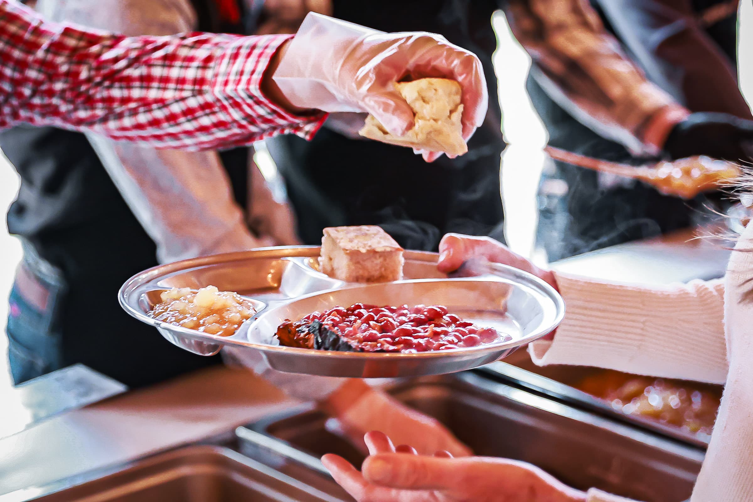 Chuckwagon supper served Western-style on a tin plate at Flying W Ranch in Colorado Springs, Colorado